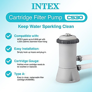 Intex 530 GPH Pool Filter Pump System with Cartridges - Easy Setup