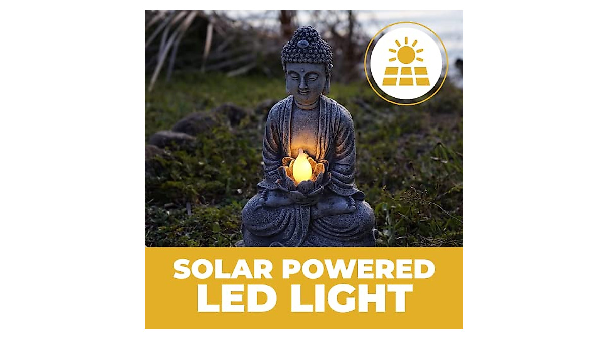 VP Home Buddha Statue Solar Garden Light | Zen Meditation Decor