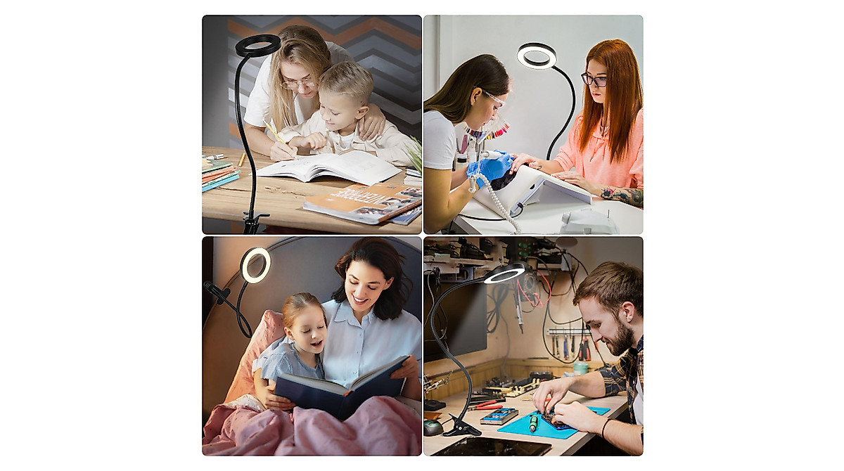 iVict Clip-On Ring Light - Versatile USB Desk Lamp with 30 Modes