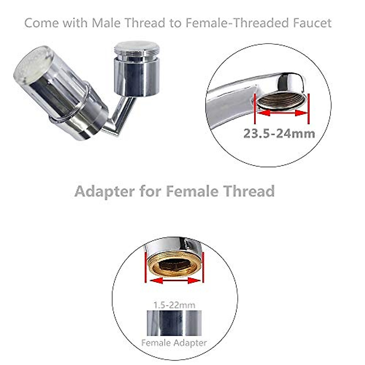 3-Color Temperature-Sensing LED Water Faucet Light – 360° Swivel Aerator For Kitchen & Bathroom, 270° Rotation