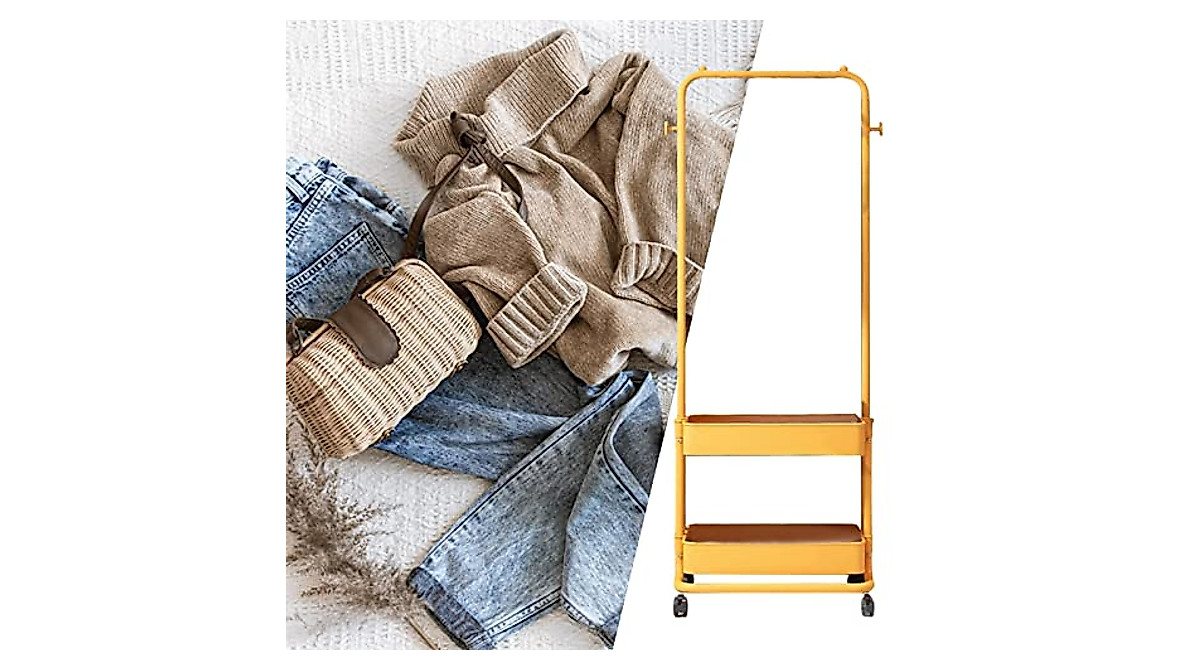 IEUDNS Rolling Clothes Rack - Durable & Mobile Organizer for Small Spaces