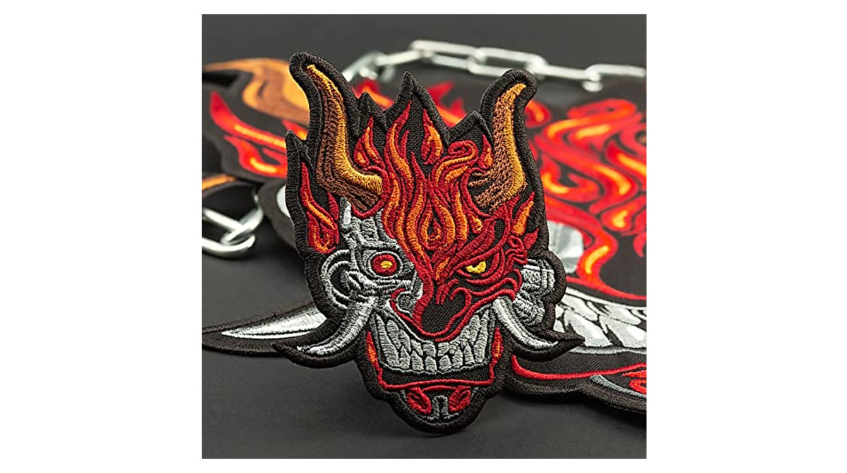 Cyberpunk Oni Demon Patch - Iron-On Embroidered Game Emblem