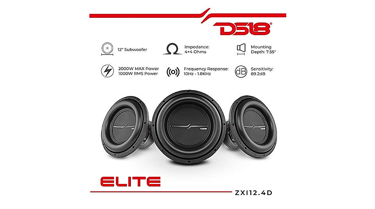 DS18 ZXI12.4D 12-Inch High Excursion Car Subwoofer - Powerful 2000W Bass