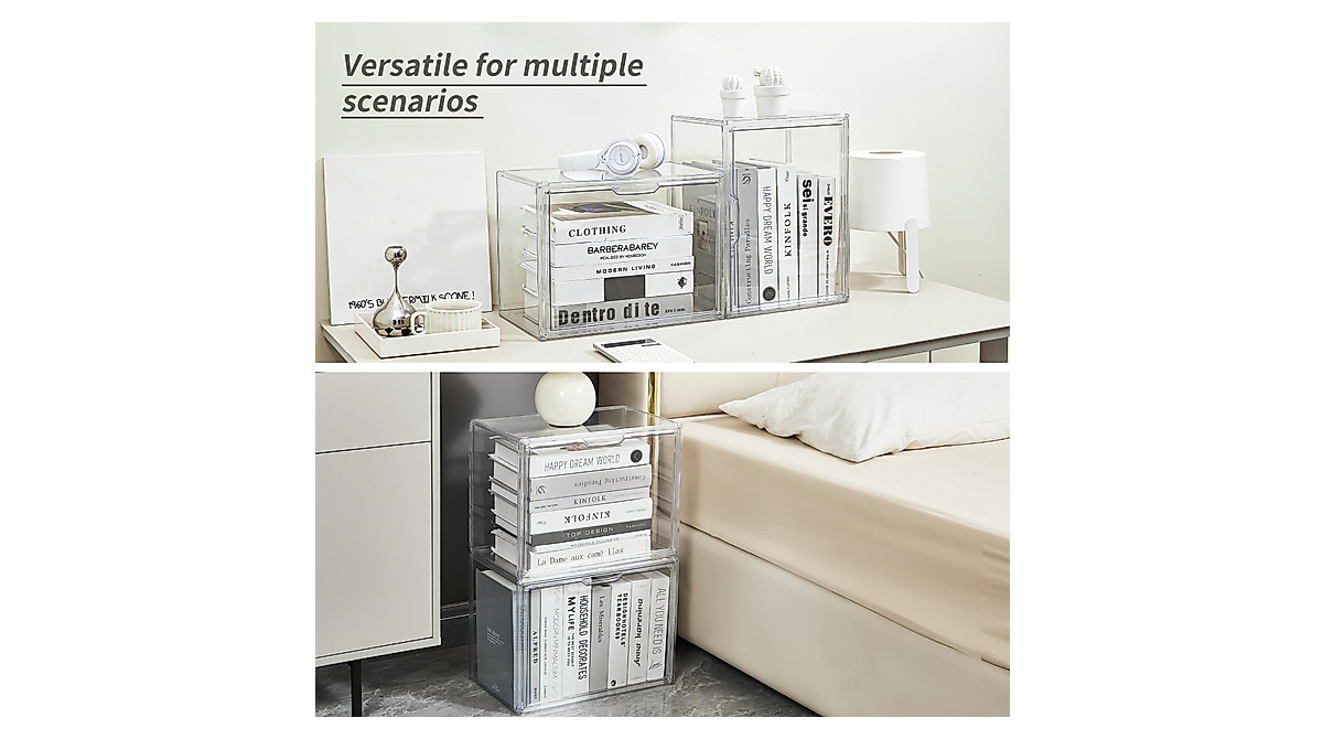 LXLXXL Acrylic Cube Storage Organizer – Stackable Book Case