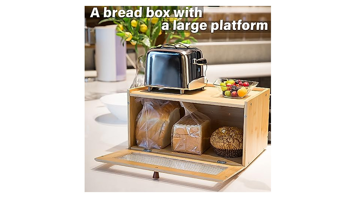ETMI Bamboo Bread Box - Keep Your Bread Fresh