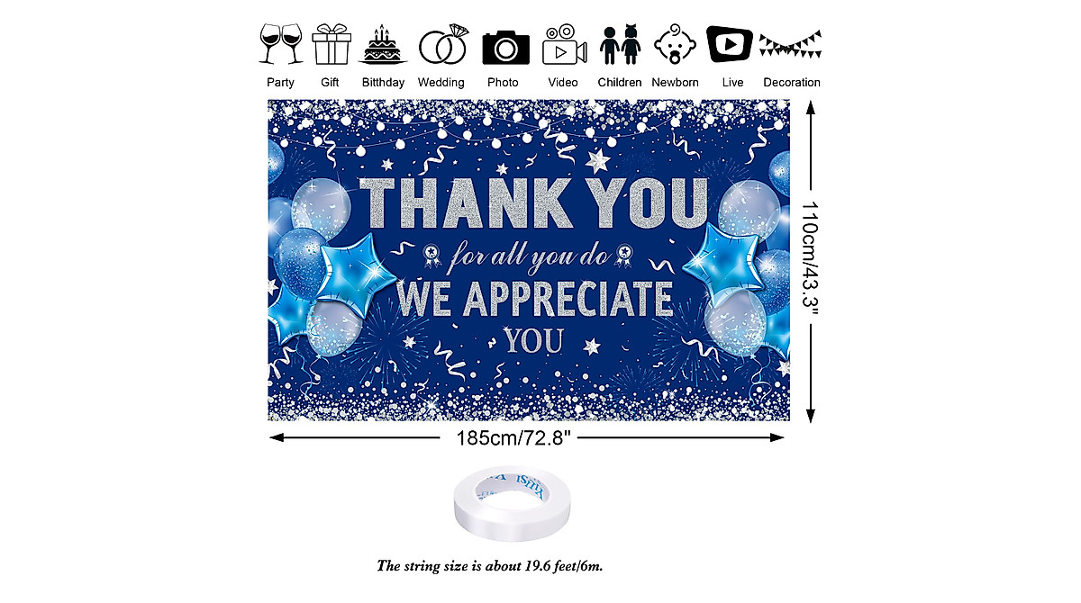 Thank You Party Decoration Banner for Appreciation Events