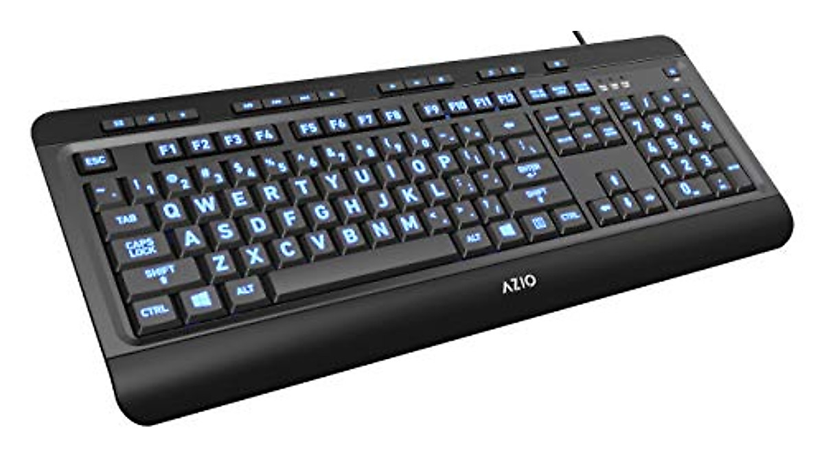 Azio Large Print Keyboard with Backlight - Easy to See and Customize