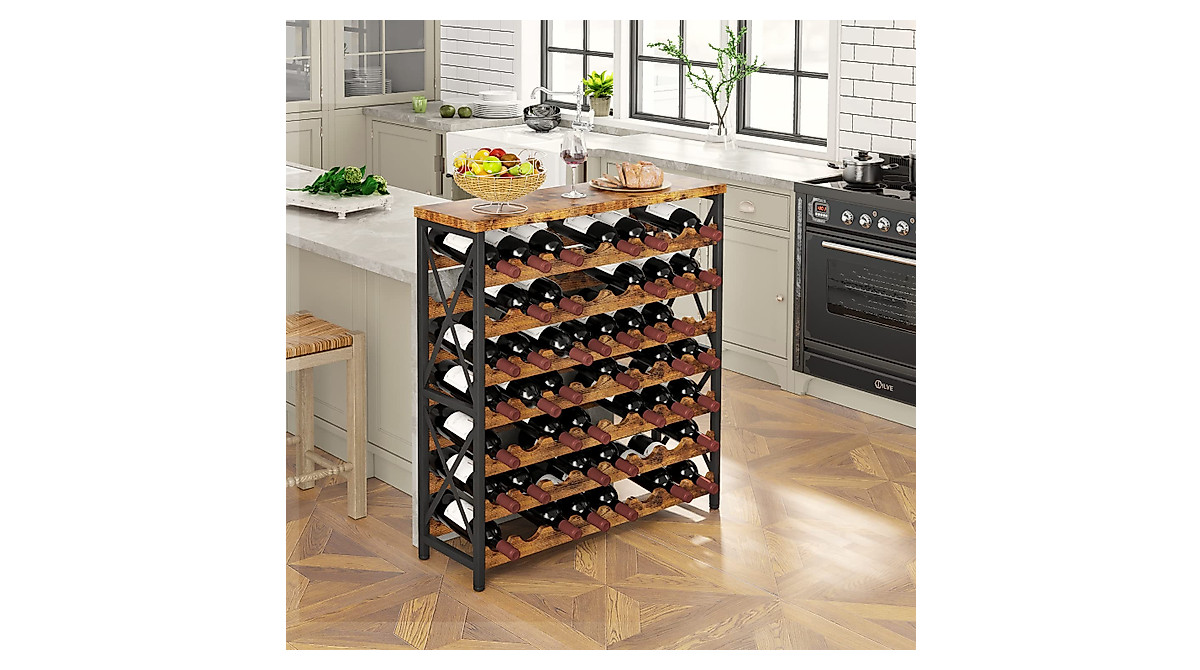 Homeiju 56-Bottle Wooden Wine Rack - Stylish & Sturdy