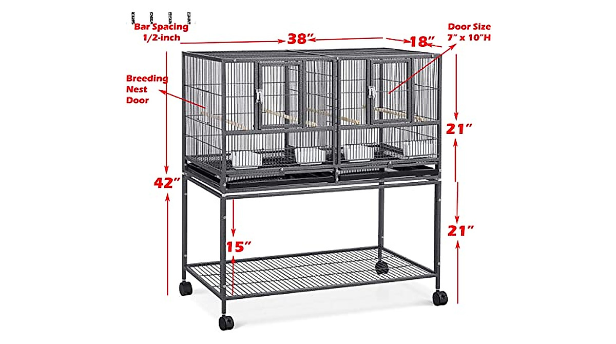 LOT Of 4 White Stackable Double Breeding Breeder Flight Bird Cage Center Dividers Side Breeding Nest Box Doors With Detachable Rolling Stand