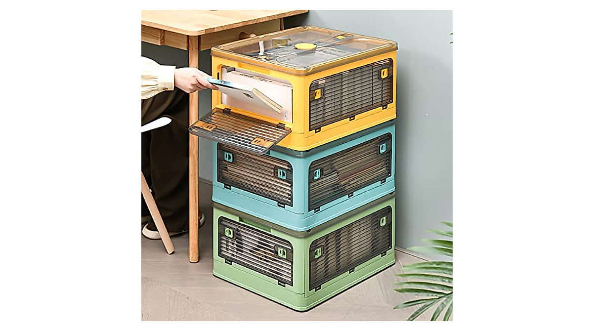 Clear Collapsible Storage Box with Wheels & 5 Doors