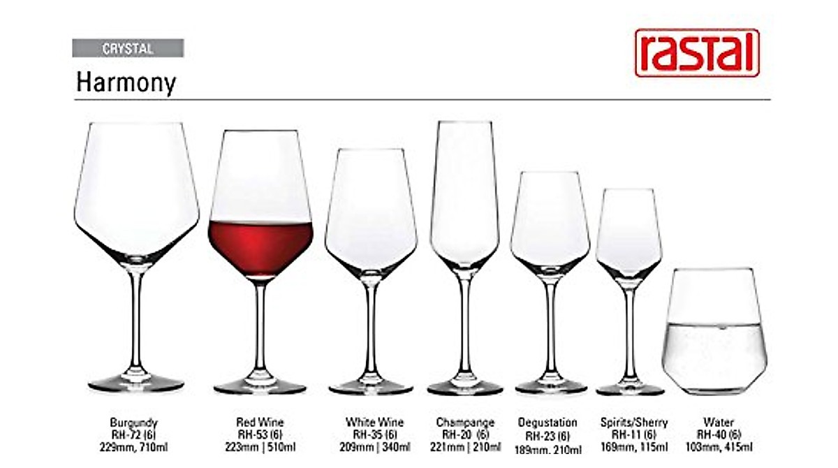 Rastal Harmony Wine Glasses Set of 6 - 14 oz Stemless