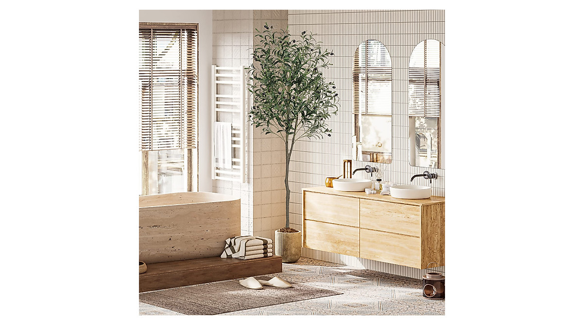 VIAGDO Artificial Olive Tree 6ft Tall Fake Potted Olive Silk Tree with ...