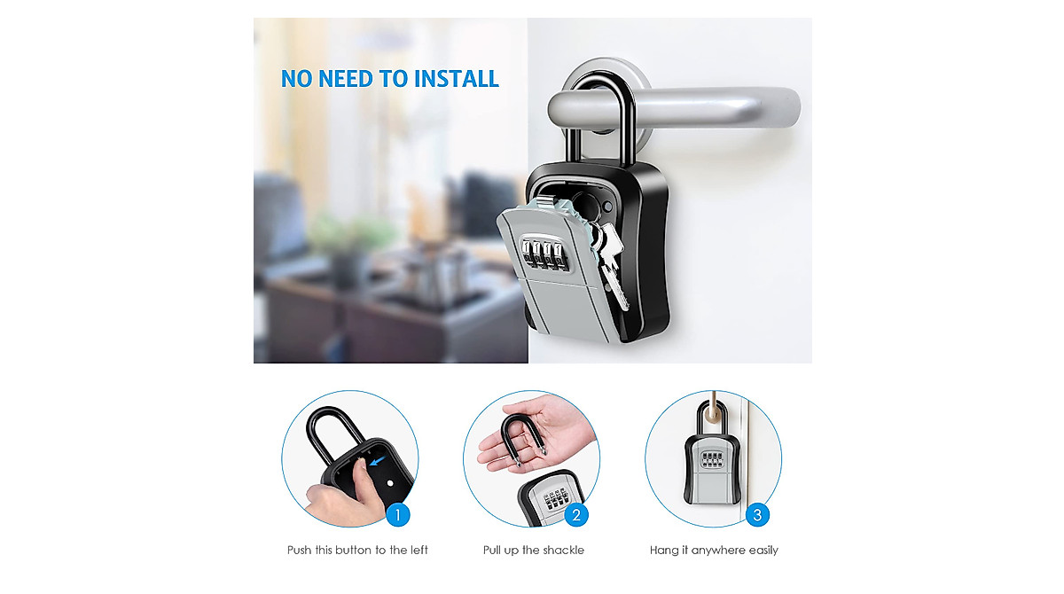 AMIR 4-Digit Key Lock Box - Secure & Portable Storage