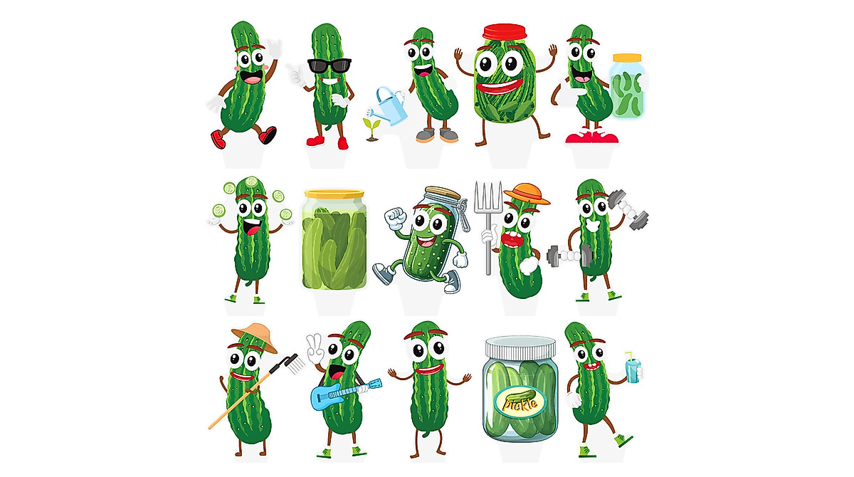 48Pcs Pickle Theme Cupcake Toppers for Parties