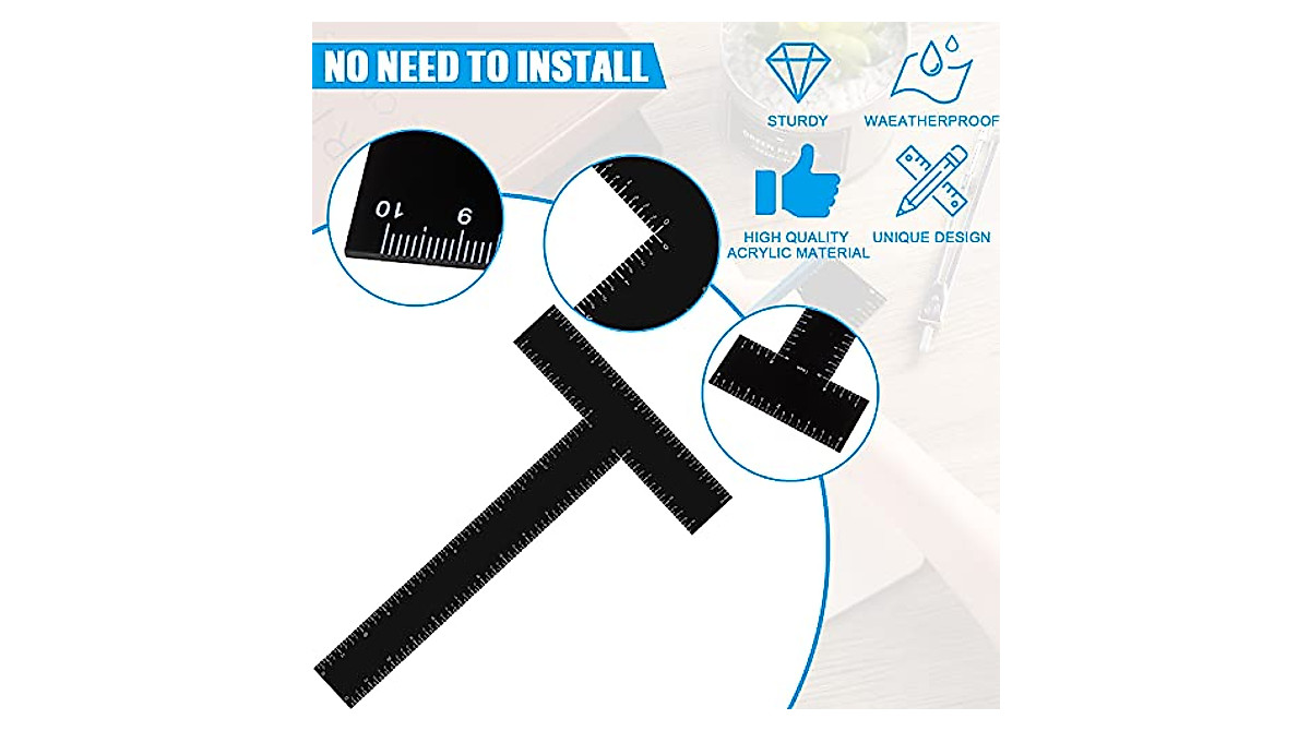 2 Pieces Black Acrylic T Square Rulers for Drafting and Engineering