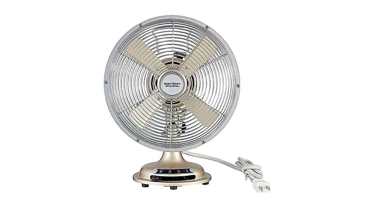 Retro Table Fan 8-Inch, 3-Speed Oscillating Metal Fan