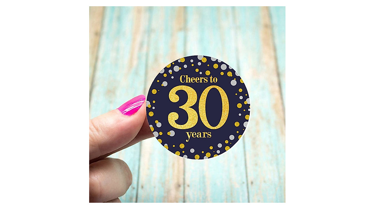 Cheers to 30 Years Stickers - Perfect Birthday Favors