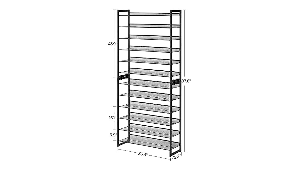 SONGMICS 12-Tier Metal Shoe Rack – Store 60 Pairs in Any Space