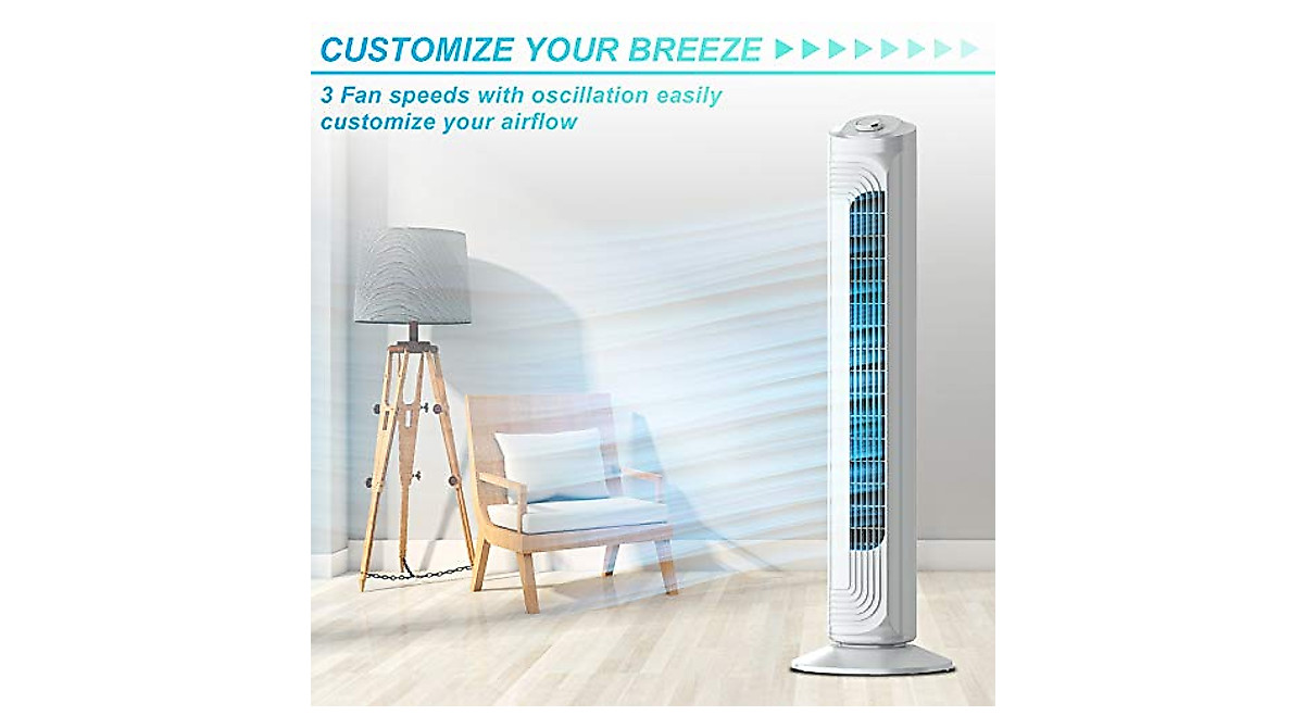 Airvention Tower Fan - Ultra Quiet 90° Oscillating Cooling