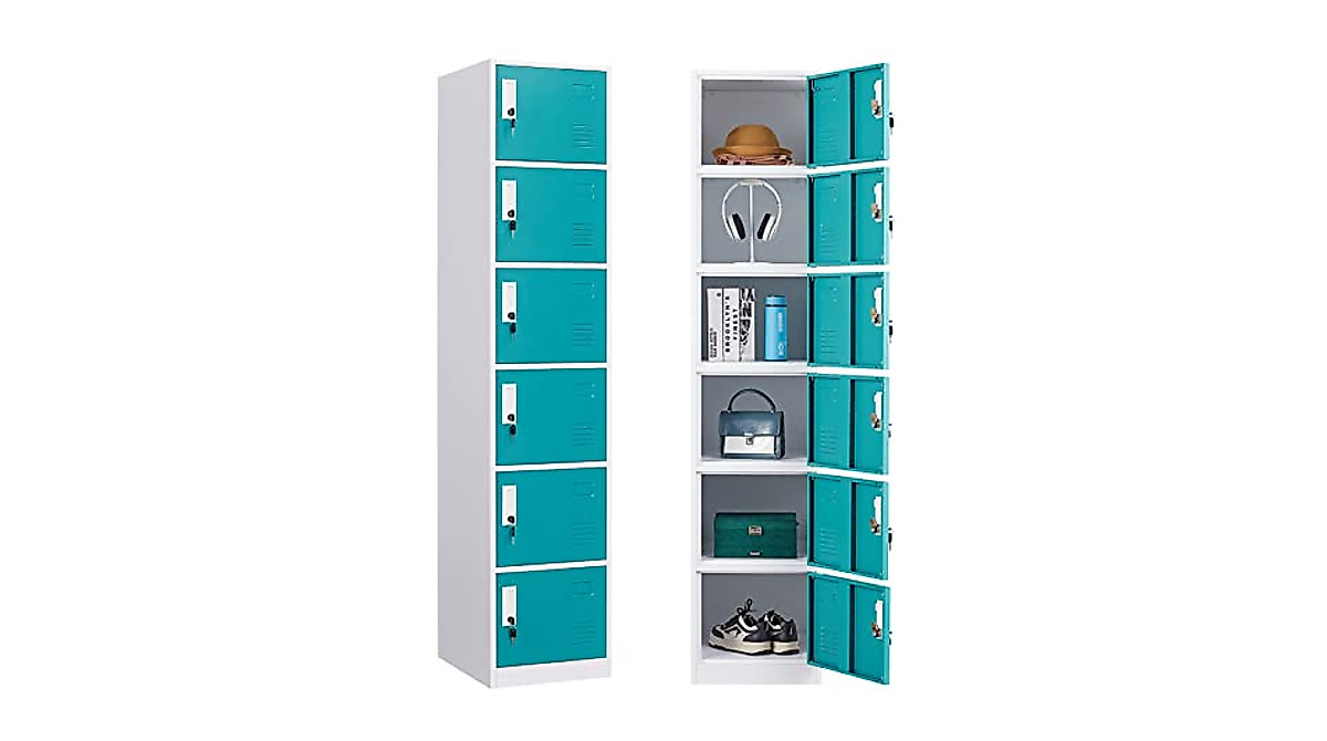 WIILAYOK 6-Tier Metal Storage Locker for Office & School