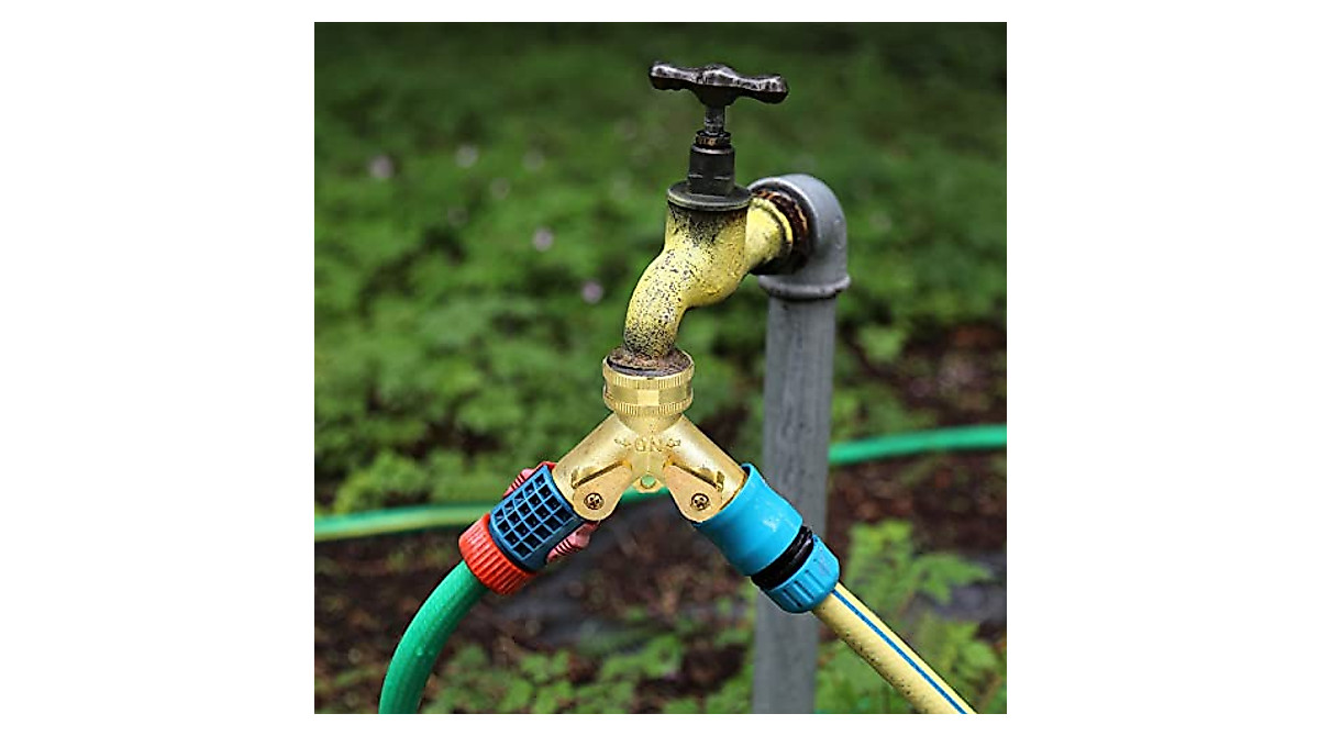 Heavy Duty Garden Hose Splitter - 2-Way Y Tap Connector for Outdoor ...