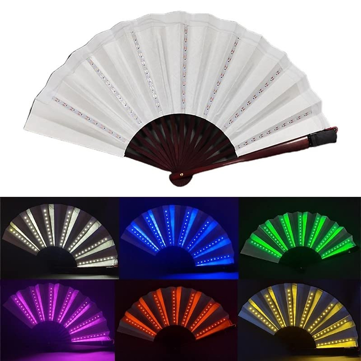 LATROVALE LED Folding Fan for Stage & Parties | Light Up Hand Fan