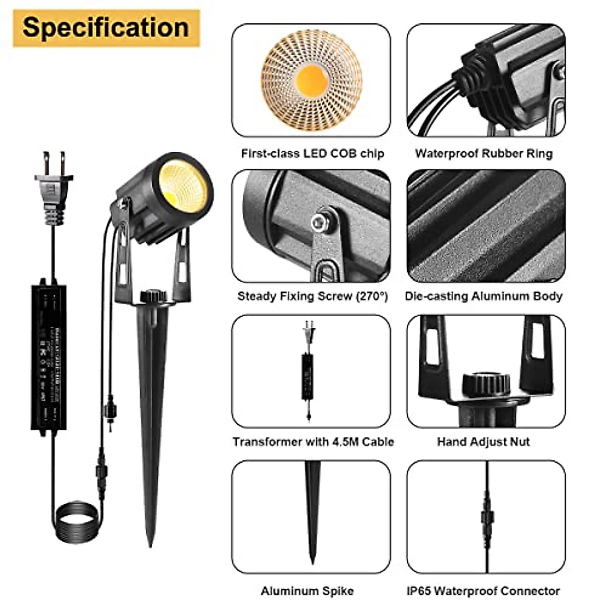 Greenclick Landscape Lighting - Bright 12V Outdoor Spotlight 6 Pack