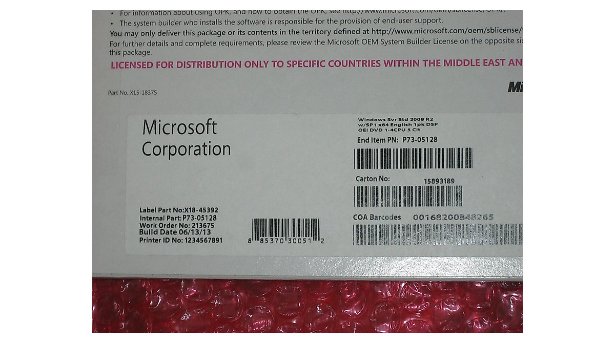 Microsoft Windows Server 2008 R2 Standard OEM | Full Server License
