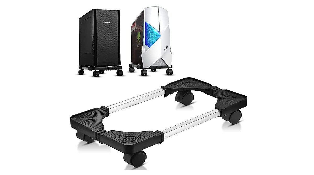 ZAGANA PC Stand - Mobile Adjustable Computer Tower with Wheels