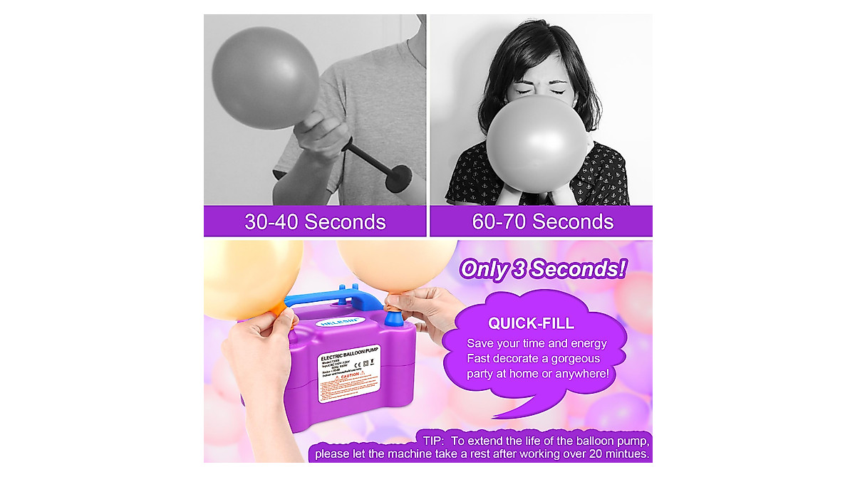 HELESIN Electric Balloon Pump - Fast Inflation & Portable