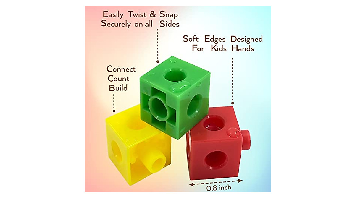 TOYLI 100 Piece Linking Cubes Set for Math & STEM Learning