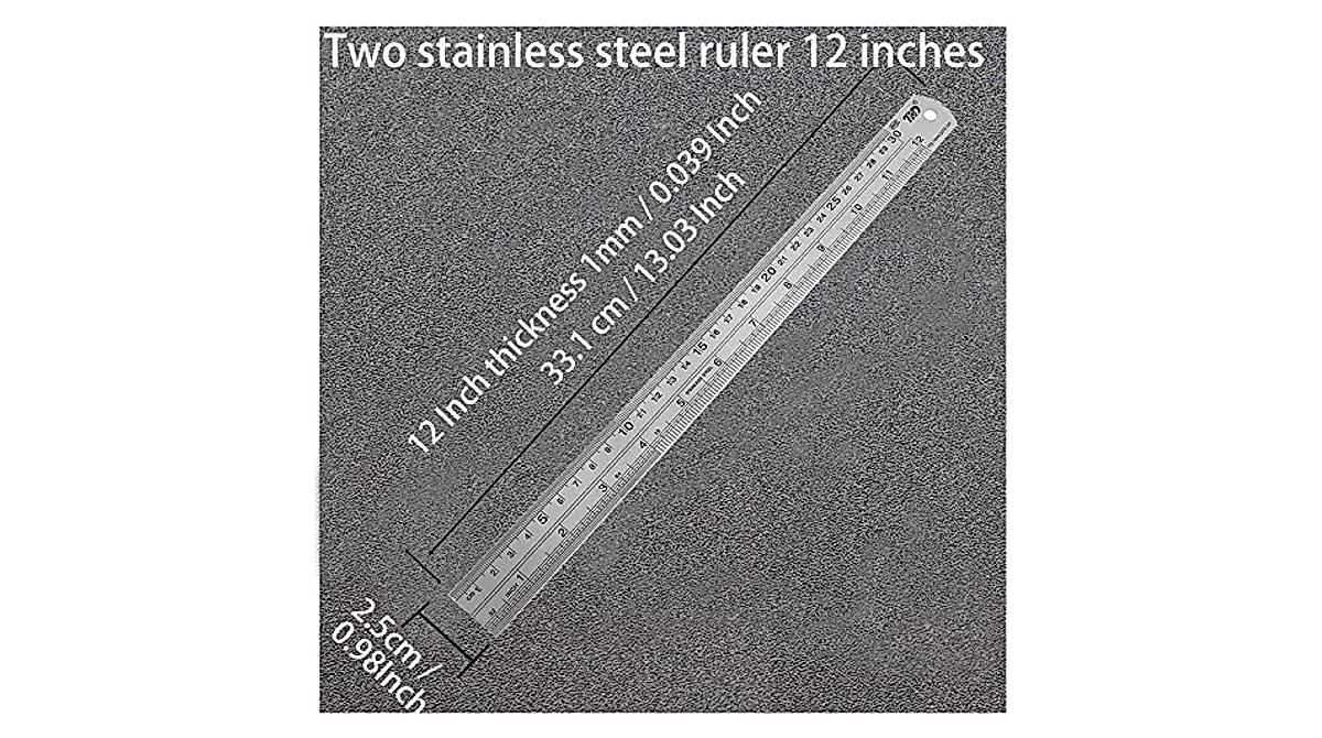 YYJ HOME 12 Inch Metal Ruler Set - Durable Steel Measuring Tools