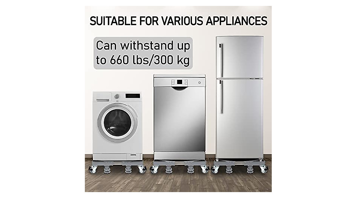 Adjustable Mini Fridge Stand - Stable 660 lbs mobile base for appliances