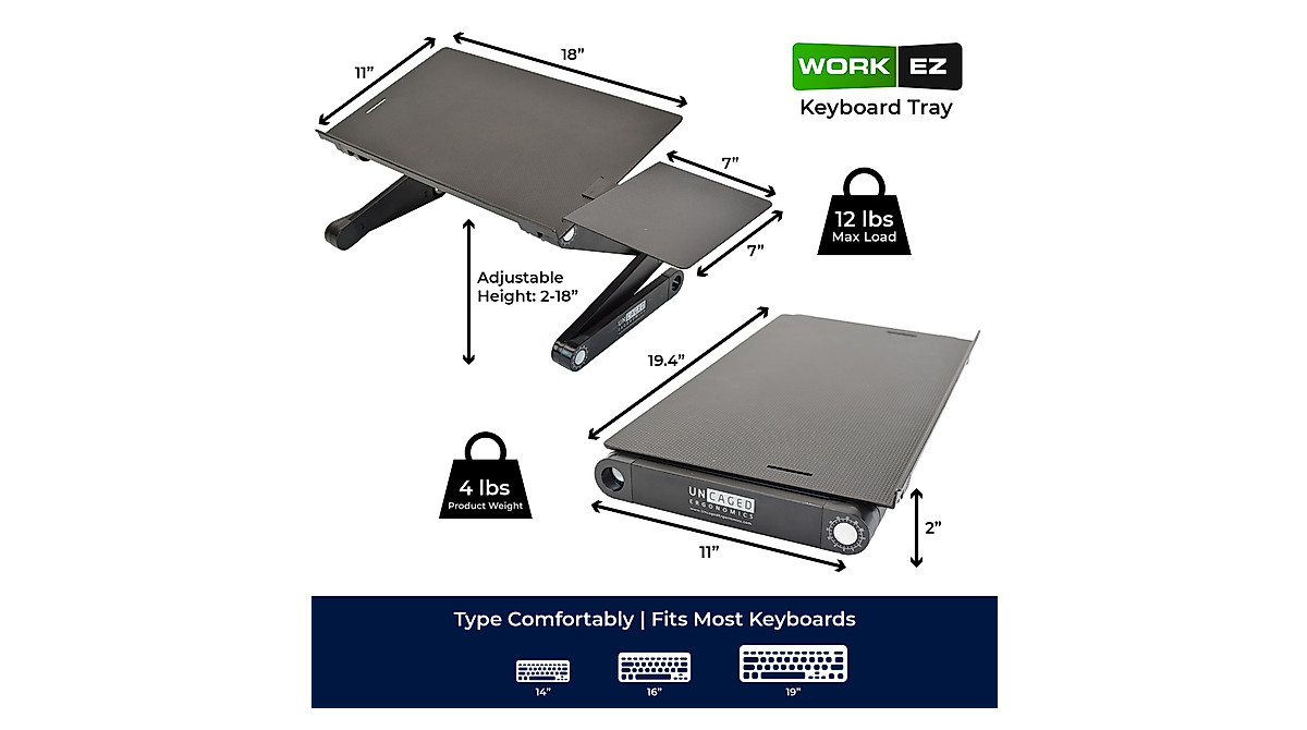 WorkEZ Ergonomic Keyboard and Mouse Tray for Standing Desks