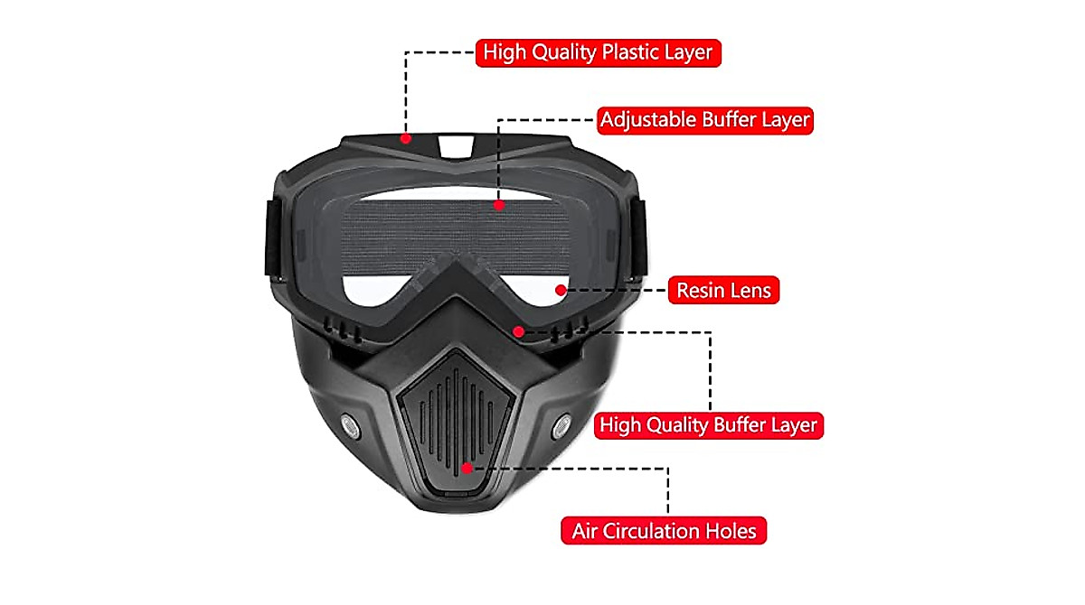 Masque Tactique Détachable Toyer 2 Packs Masques Tactiques Avec Lunettes Détachables - Compatibles Nerf Rival Apollo Zeus Khaos Atlas Artemis - Rouge Et Bleu