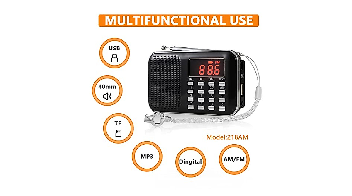 Portable AM FM Radio with MP3 - Clear Sound and Long Battery Life