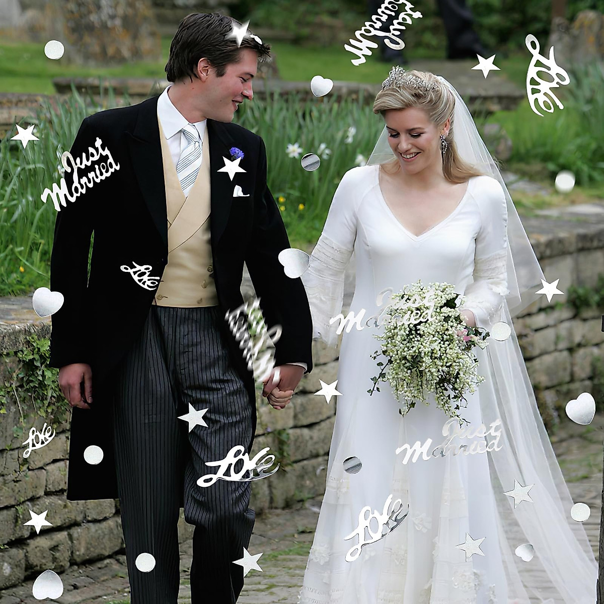 Multicoloured Star-Shaped Just Married Confetti Table Sprinkles For Wedding Decorations