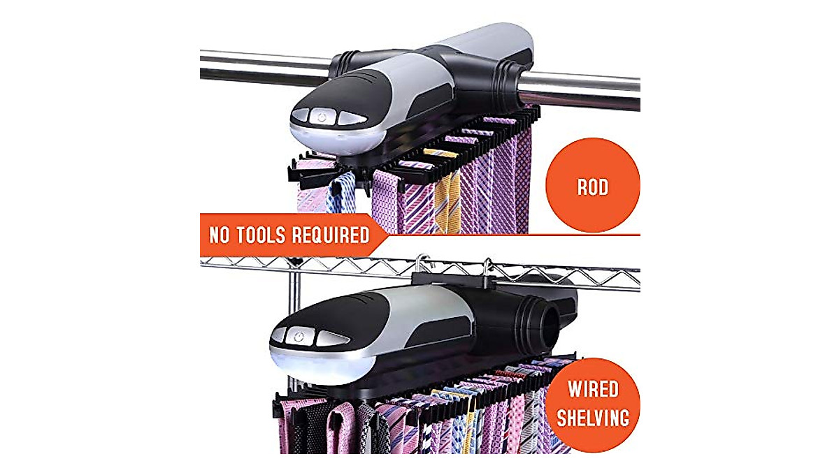 Primode Motorized Tie Rack - Smart Closet Organizer with LED Lights