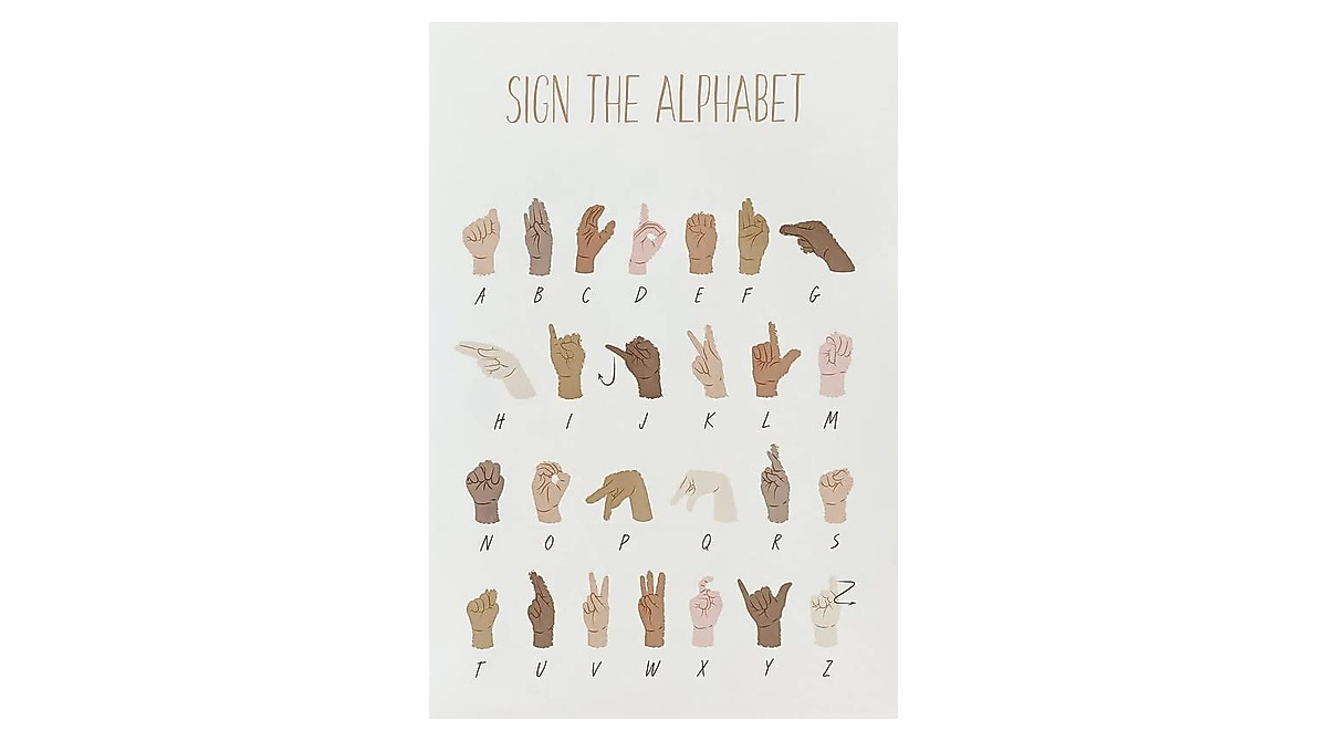 Aoevc Vintage Tin Sign - ASL Alphabet Educational Wall Art