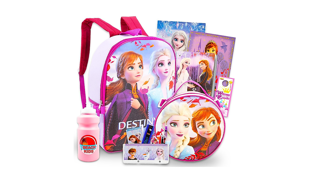 Disney Frozen Backpack & Lunch Set for Girls | School Supplies Bundle