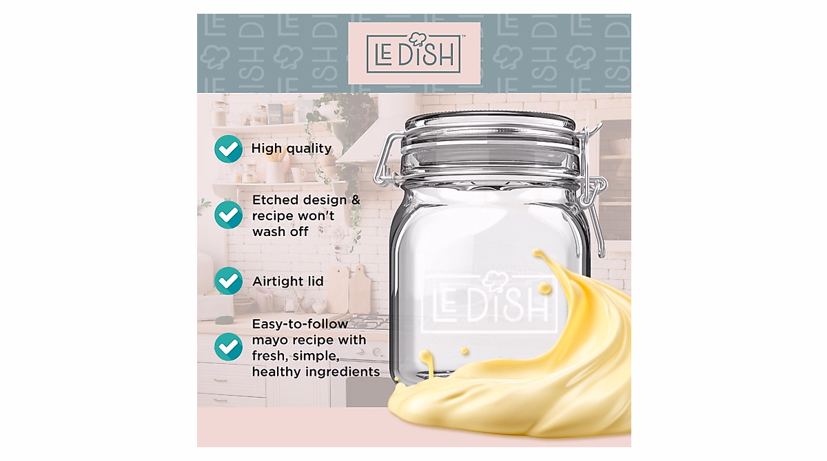 Le Dish 32 oz Mason Jar for Mayonnaise & Canning | Airtight & Stackable