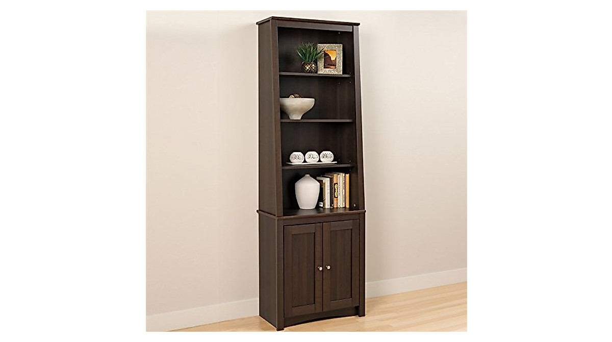 Stylish PREPAC Espresso Slant-Back Bookcase