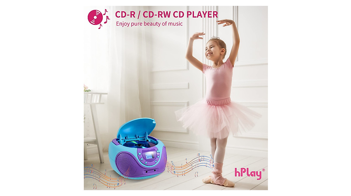 hPlay P16 Portable CD Player Boombox - Music Anywhere