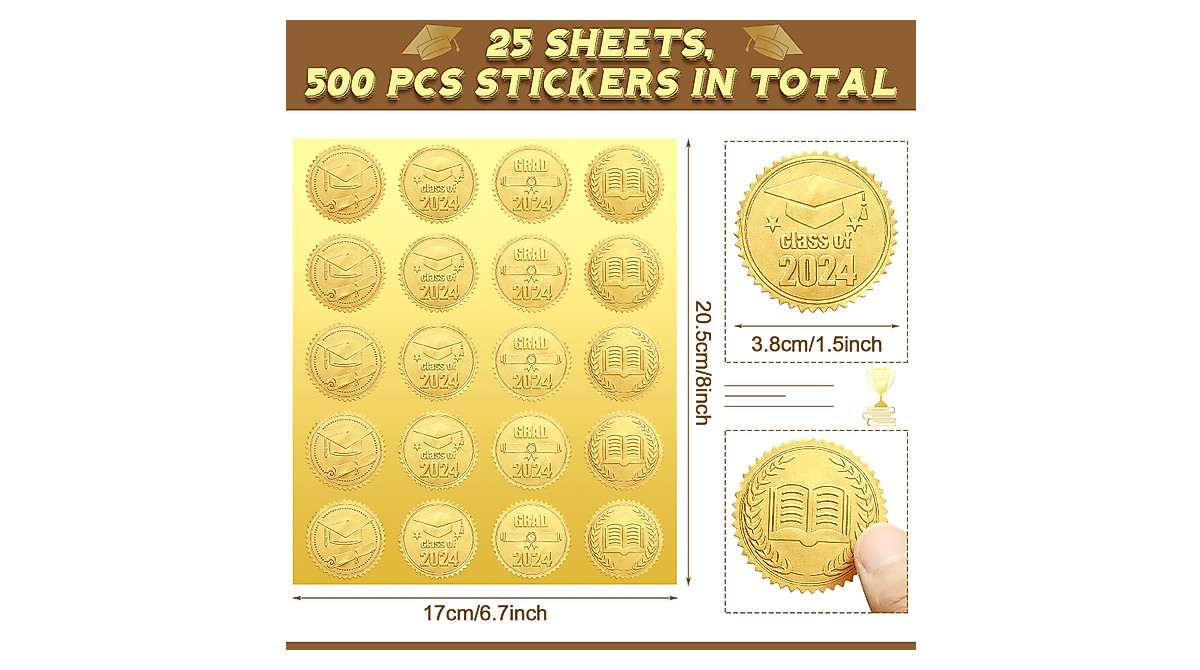 Spakon 500 Pcs Graduation Envelope Seals - Class of 2024