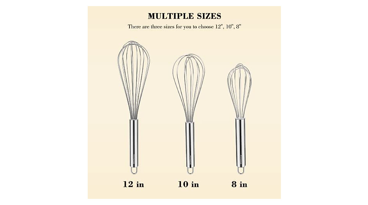 NileHome Stainless Steel Whisk Set - Versatile 3-Pack for Cooking & Baking