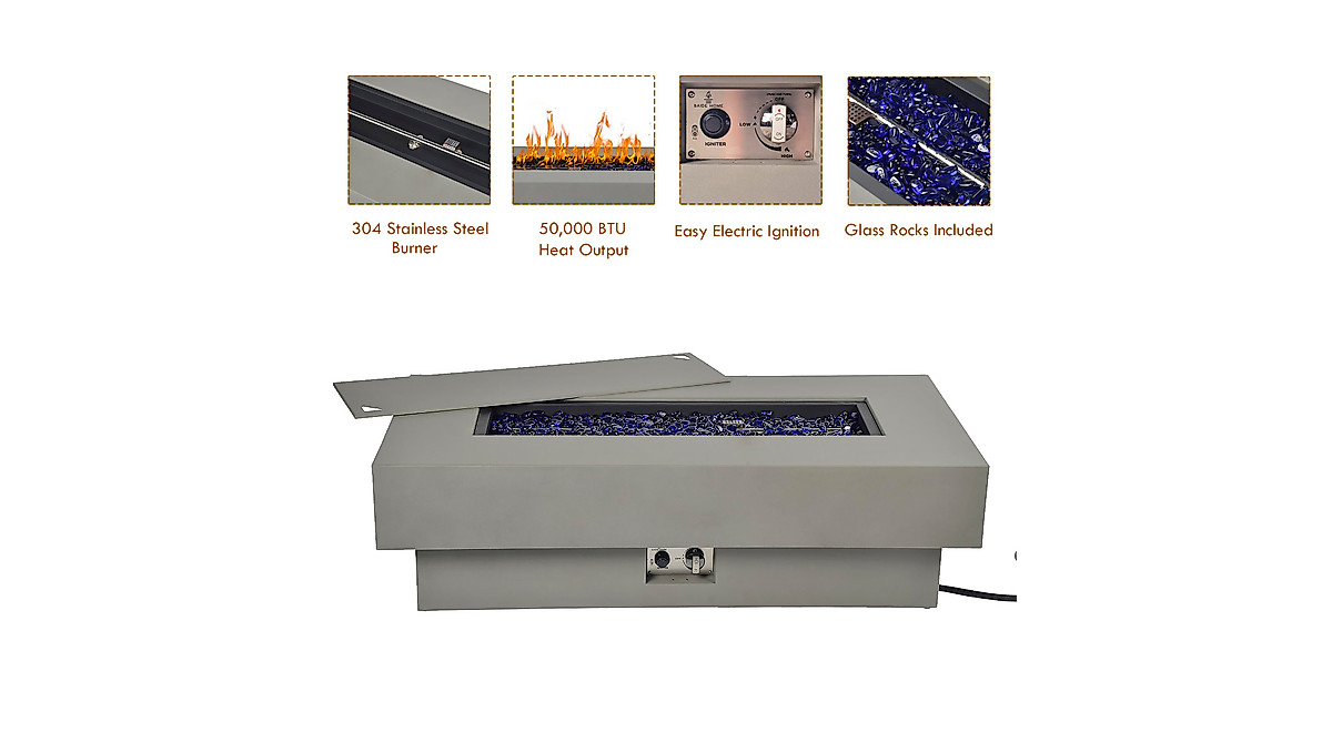 BAIDE HOME 48-inch Fire Table with Natural Gas Conversion Kit, 50 ...