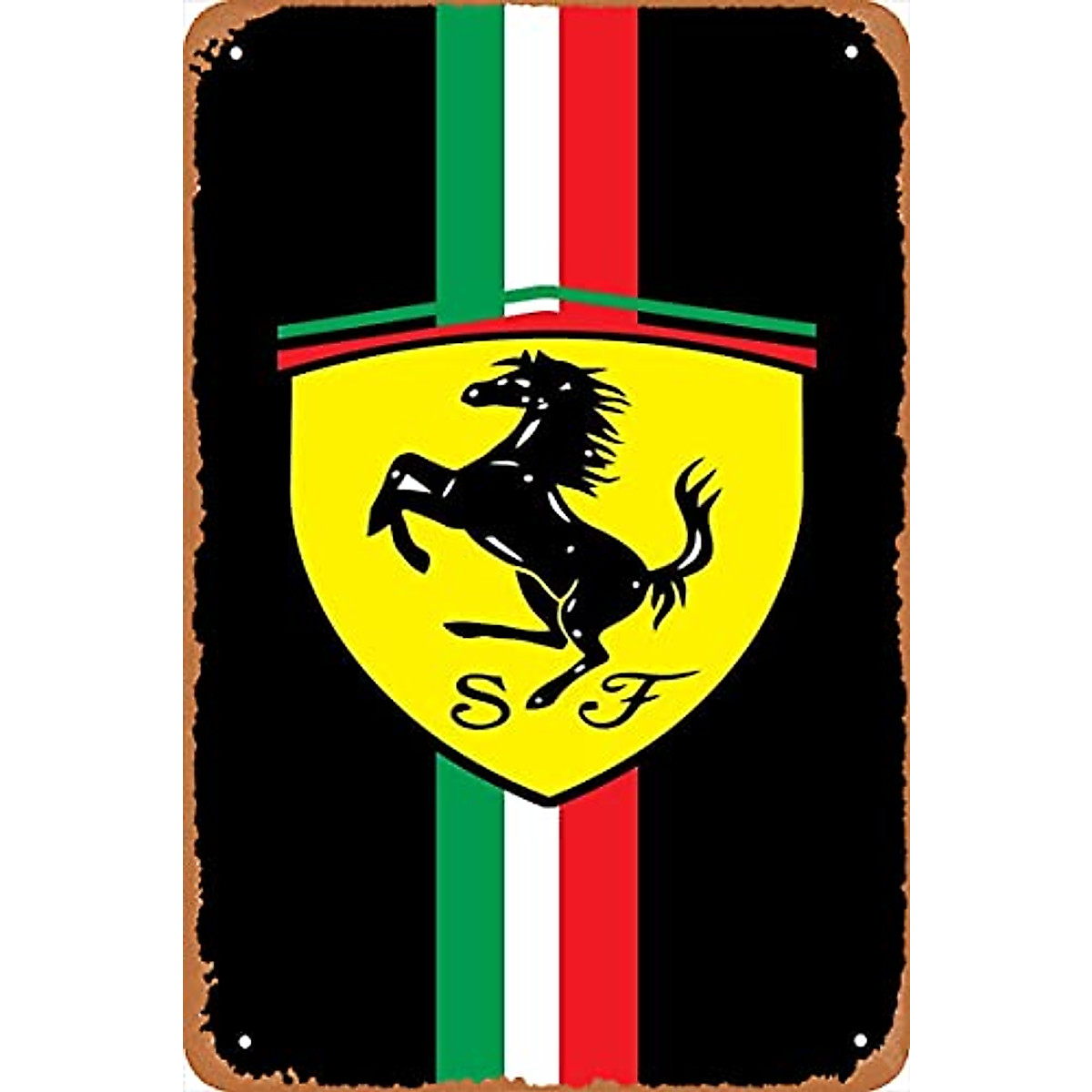 Ferrari F1 Logo Metal Sign - Italy Flag Vintage Wall Decor