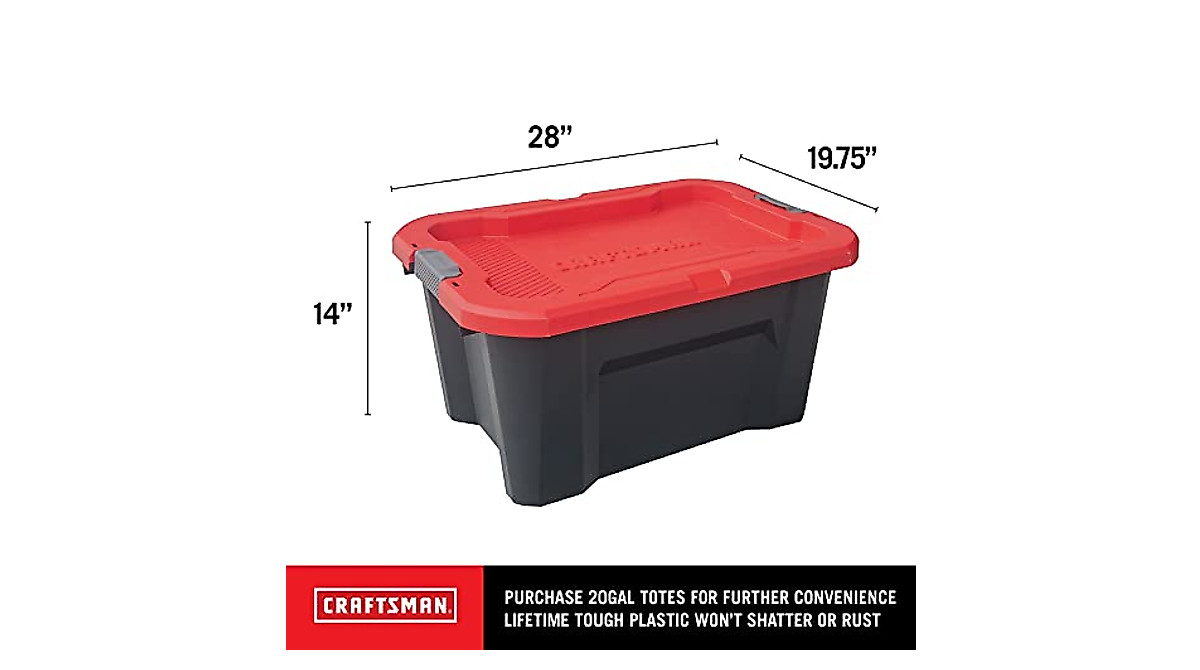 CRAFTSMAN 20-Gallon Storage Bins Pack - Durable, Stackable & Secure