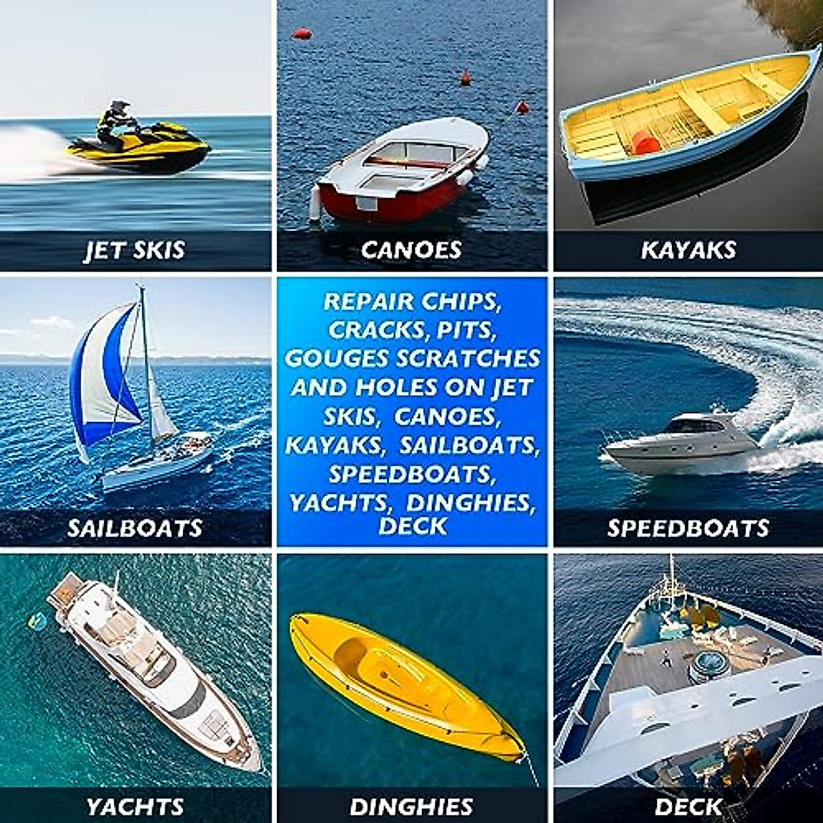 Professional Gel Coat Repair Kit For Boats - Complete Marine Fiberglass Fix For Holes, Cracks & Chips (Color Match System)