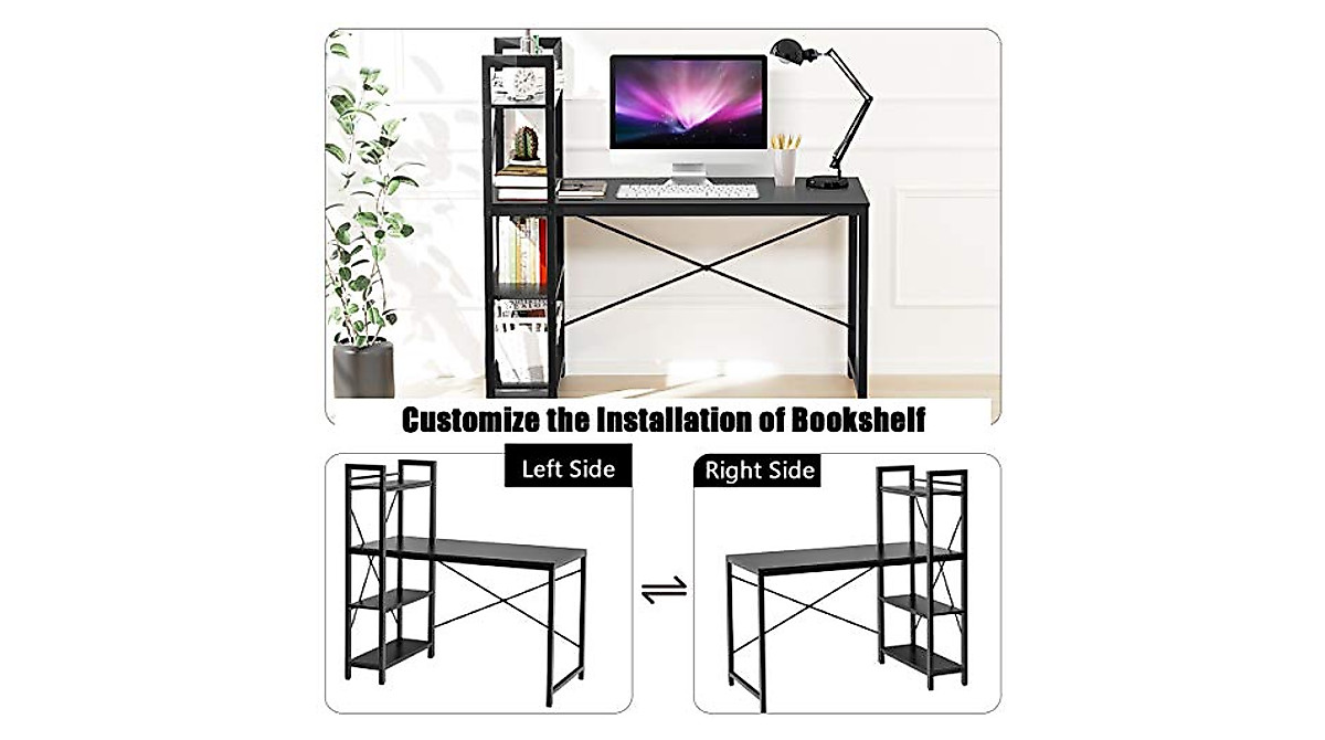 HAPPYGRILL Compact Computer Desk with Storage Shelves